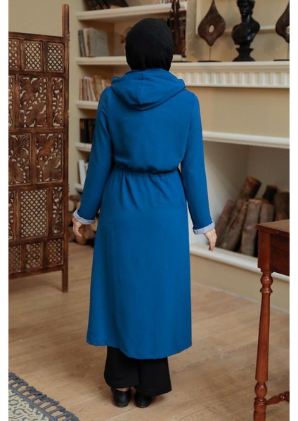 - Kapşonlu Indigo Mavisi Tesettür Kap 5721IM fırsatları