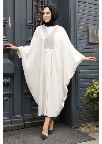 - Yarasa Kol Ekru Tesettür Tunik 8654E