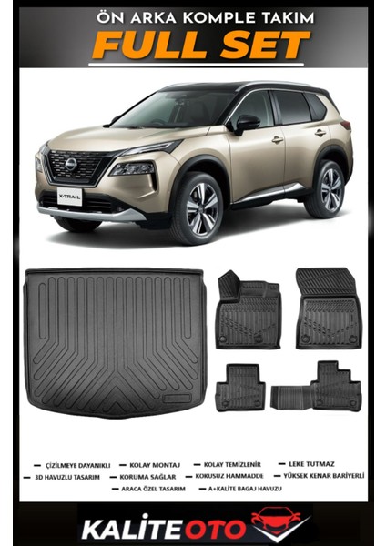 Nissan X-Trail E-Power Bagaj Havuzu+4.5d Havuzlu Paspas Seti 2025 Model