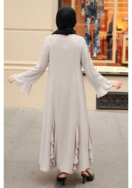 - Fırfır Detaylı Bej Tesettür Abaya 1535BEJ fırsatları