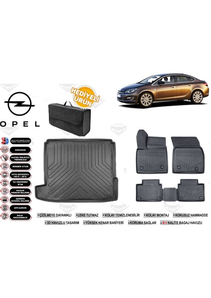 Opel Astra J 1.4 Benzinli 2019 Model Bagaj Havuzu+4d Araca Özel Havuzlu Paspas Takımıı Rice