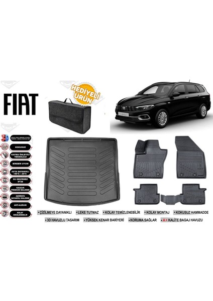 Fiat Egea Stw 2025 Model Üst Bagaj Havuzu+4d Araca Özel Havuzlu Paspas Takımıı Rice