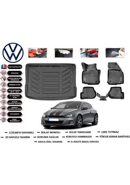 Volkswagen Scirocco 2015 Model Bagaj Havuzu Araca Özel Paspas Takımı Flex