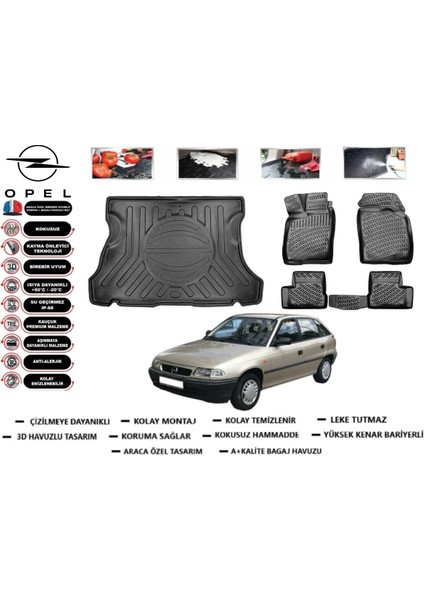Opel Astra F Hb 1998 Model Bagaj Havuzu Araca Özel Paspas Takımı Flex