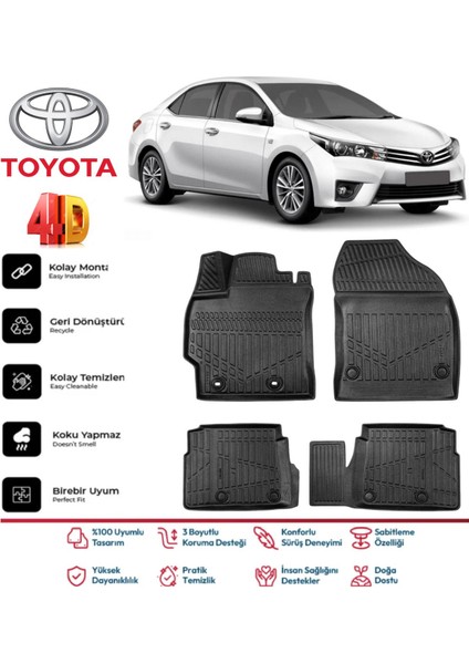 Toyota Corolla 2013-2018 ve Sonrası 4.5d Premium Havuzlu Siyah Paspas Takımı Kokusuz