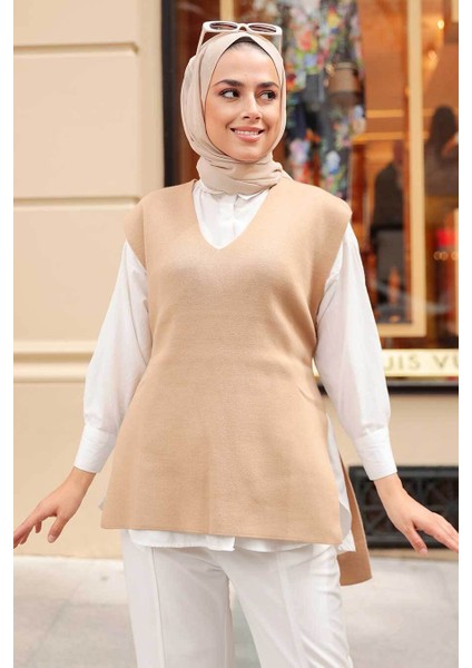 - Bisküvi Tesettür Triko Süveter 23881BS