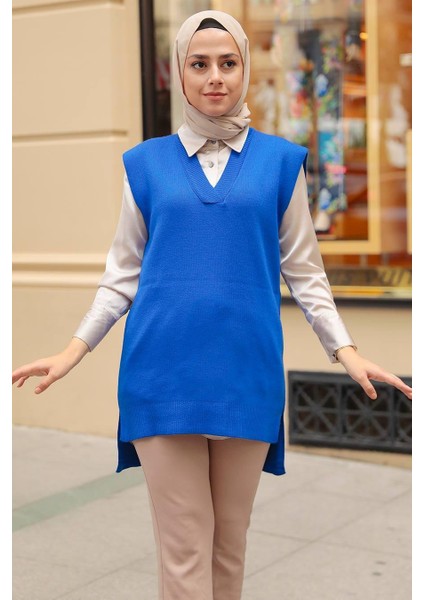 Sax Mavisi Tesettür Triko Süveter 25321SX