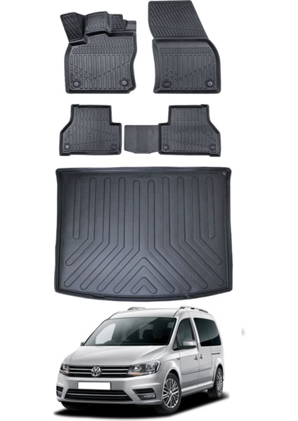 Volkswagen Caddy 2020 Model Bagaj Havuzu Araca Özel Siyah Paspas Takımı
