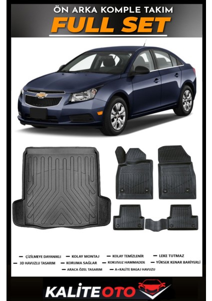 Chevrolet Cruze Sedan Sol Kulak Bagaj Havuzu+4.5d Havuzlu Paspas Seti 2011 Model
