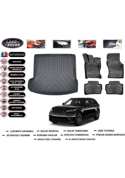 Land Rover Range Rover Velar 2017 Model Bagaj Havuzu Araca Özel Paspas Takımı Flex