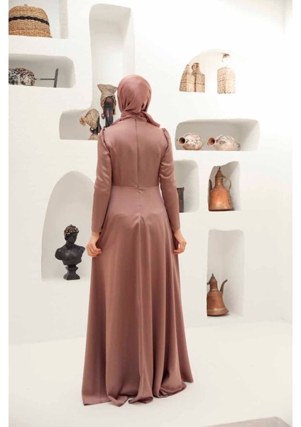 Volanlı Vizon Tesettür Abiye Elbise 22431V fiyatları