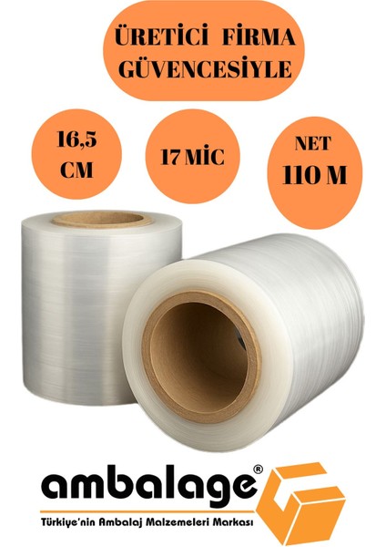 16, 5 Cm Streç Film Tabak Bardak Sarma Streci Net 110M Taşınma Streci Ultra Esnek Streç