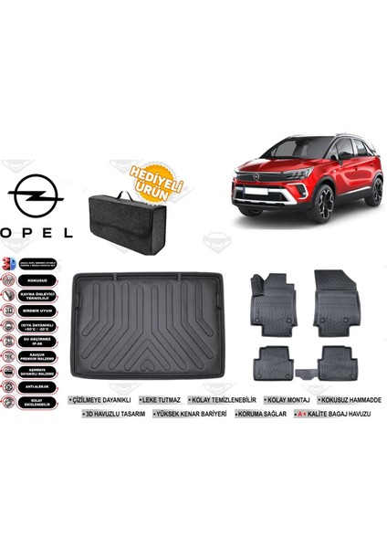 Opel Crossland 2023 Model Üst Bagaj Havuzu+4d Araca Özel Havuzlu Paspas Takımıı Rice