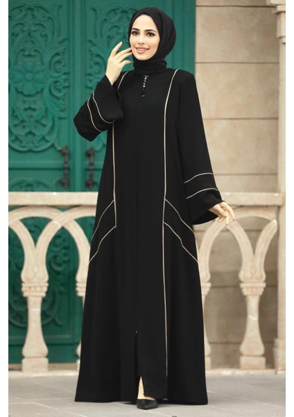 - Fermuarlı Siyah Tesettür Rabia Krep Ferace 35162S modelleri