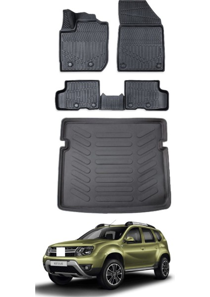 Dacia Duster 4x4 2018 Model Bagaj Havuzu Araca Özel Siyah Paspas Takımı