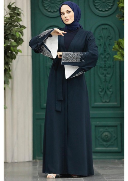 - Kemerli Lacivert Tesettür Abaya 601800L fiyatları