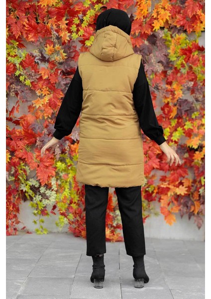 - Kapşonlu Bisküvi Tesettür Şişme Yelek 20093BS modelleri