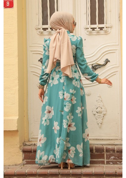 - Çiçek Desenli Çağla Yeşili Tesettür Elbise 279314CY fırsatları