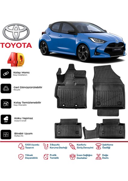 Toyota Yaris 2021 ve Sonrası 4.5d Premium Havuzlu Siyah Paspas Takımı Kokusuz