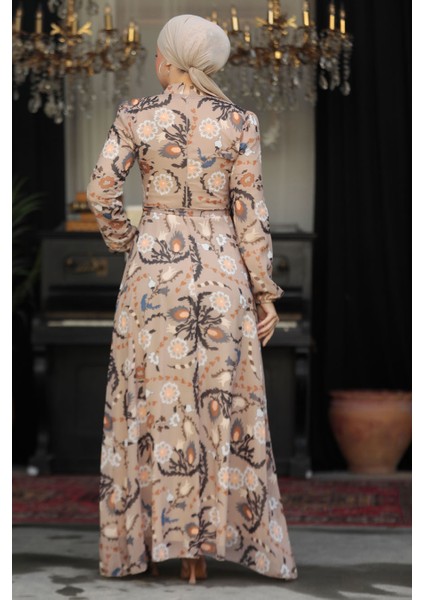 - Çiçek Desenli Vizon Tesettür Elbise 279326V modelleri