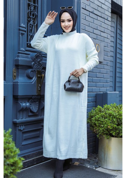 - Ekru Tesettür Triko Elbise 3409E fiyatları