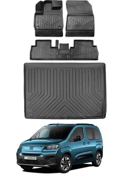 Fiat Doblo 2025 Model Bagaj Havuzu Araca Özel Siyah Paspas Takımı