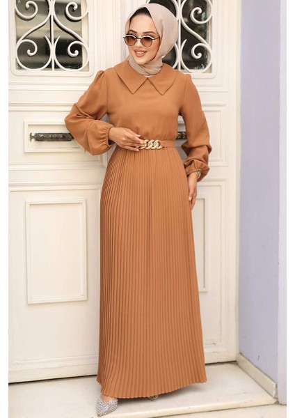 - Pileli Bisküvi Tesettür Elbise 34320BS fiyatları