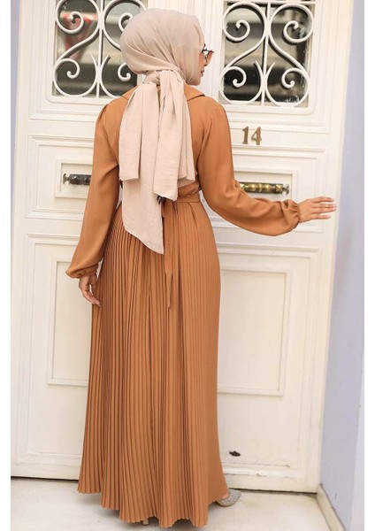 - Pileli Bisküvi Tesettür Elbise 34320BS modelleri