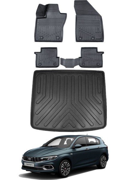 Fiat Egea Hatchback 2019 Model Tamir Kitli Bagaj Havuzu Araca Özel Siyah Paspas Takımı