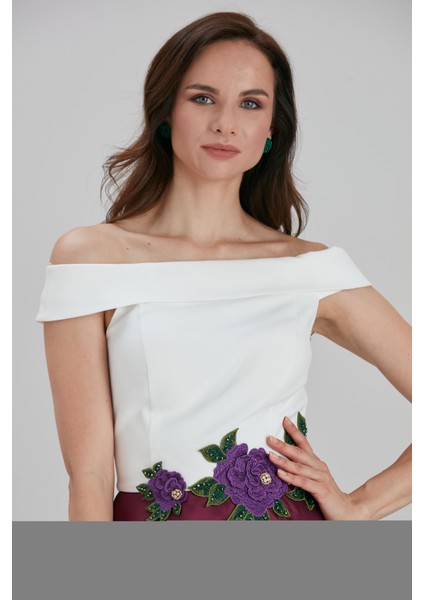 Abiye Elbise Pelerinli Mürdüm Saten Bulava Abiye Elbise 4449MU fırsatları