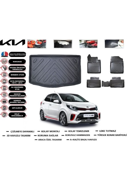 Kia Picanto 2020 Model Bagaj Havuzu Araca Özel Paspas Takımı Flex