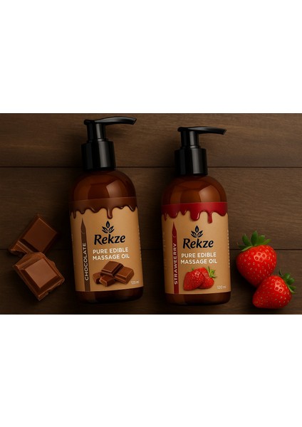 Doğal Çikolata ve Çilek Aromalı Aphrodisiac Vücut Masaj Yağları 120 ml