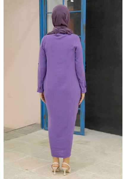 - Lila Tesettür Elbise 34281LILA modelleri