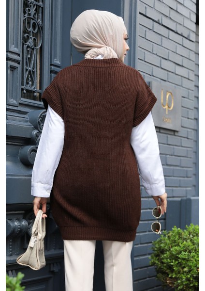- Kahverengi Tesettür Triko Süveter 4786KH modelleri