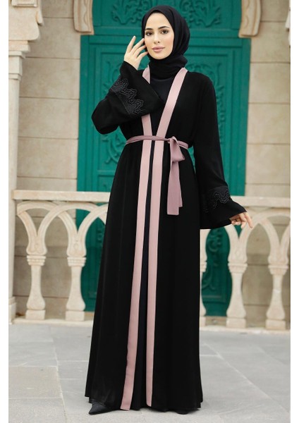Kemerli Somon Tesettür Abaya 55440SMN fiyatları