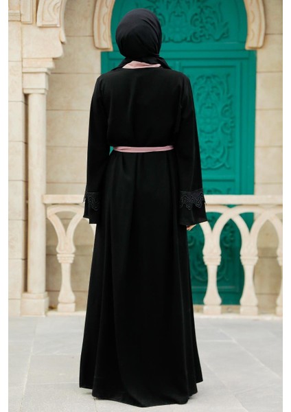 Kemerli Somon Tesettür Abaya 55440SMN modelleri