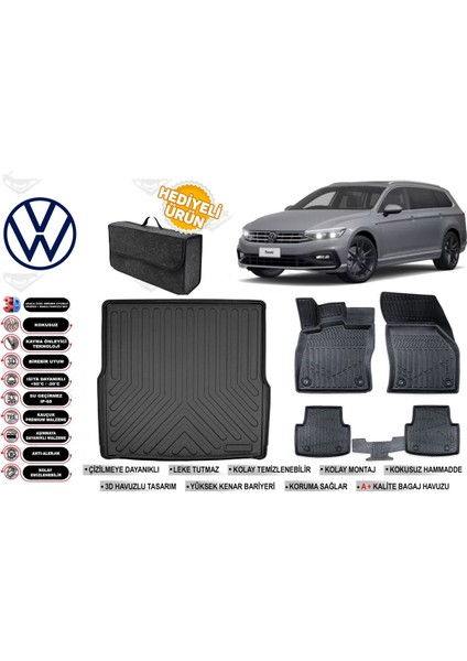 Volkswagen B8 Stw 2021 Model Bagaj Havuzu+4d Araca Özel Havuzlu Paspas Takımıı Rice