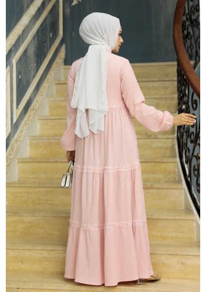 - Kat Piliseli Pudra Tesettür Elbise 5842PD indirimleri