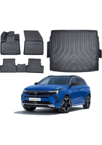 Opel Grandland 2021 Model 3D Üst Bagaj Havuzu+3d Araca Özel Paspas Takımı Birebir Uyumlu
