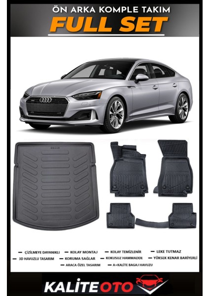 Audi A5 Bagaj Havuzu+4.5d Havuzlu Paspas Seti 2022 Model