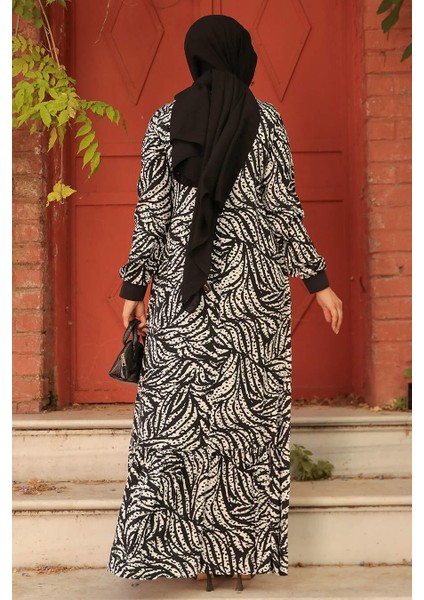 - Yaprak Desenli Bej Tesettür Elbise 22970BEJ modelleri