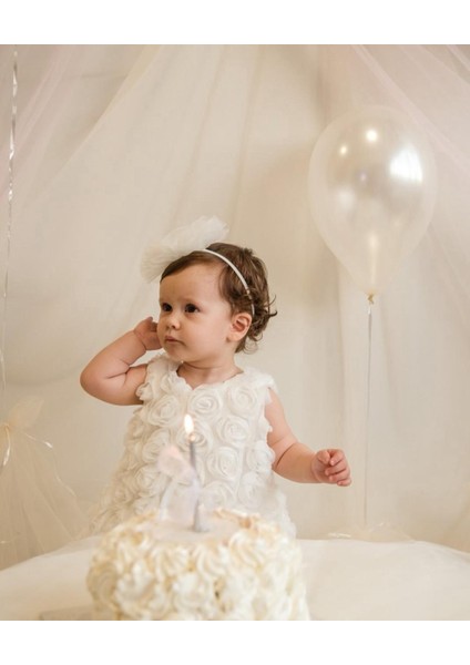 Kız Bebek 3D Gül Detaylı Takım Özel Gün Fotoraf Çekimi Doğumgünü - Düğün