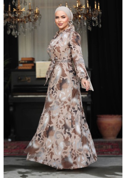 Çiçek Desenli Vizon Tesettür Elbise 279331V fiyatları