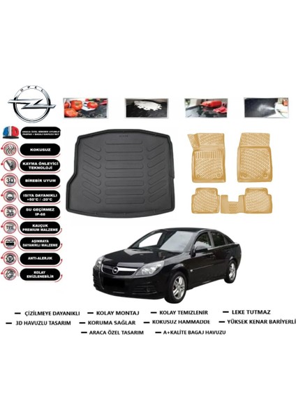 Opel Vectra C 2002 Model Bagaj Havuzu(Paspası)+Araca Özel Bej Paspas Takımı Flex