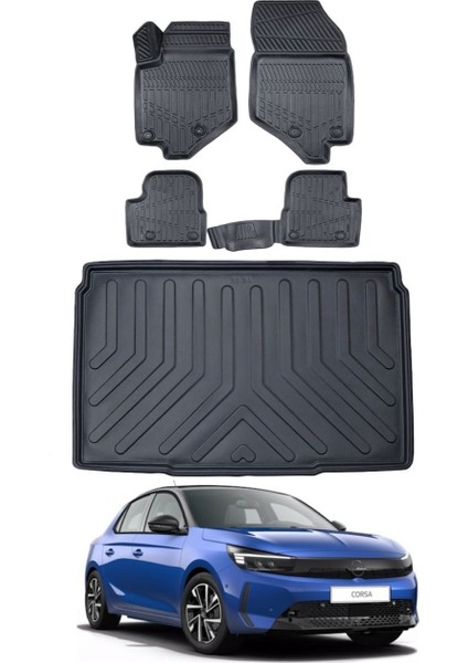 Opel Corsa F 2023 Model Bagaj Havuzu Araca Özel Siyah Paspas Takımı