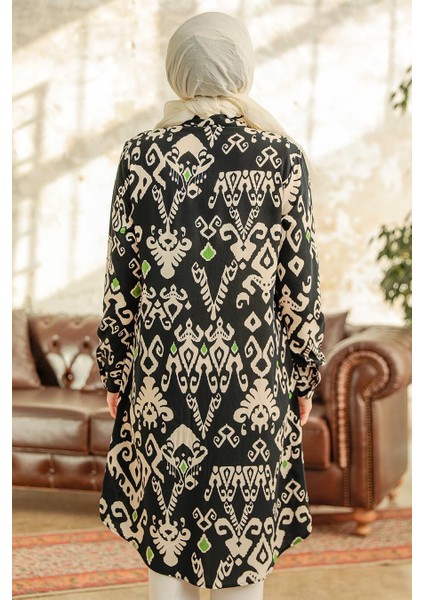 - Desenli Siyah Tesettür Viskon Tunik 11627S fırsatları