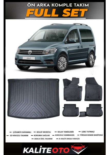 Volkswagen Caddy Bagaj Havuzu+4.5d Havuzlu Paspas Seti 2019 Model