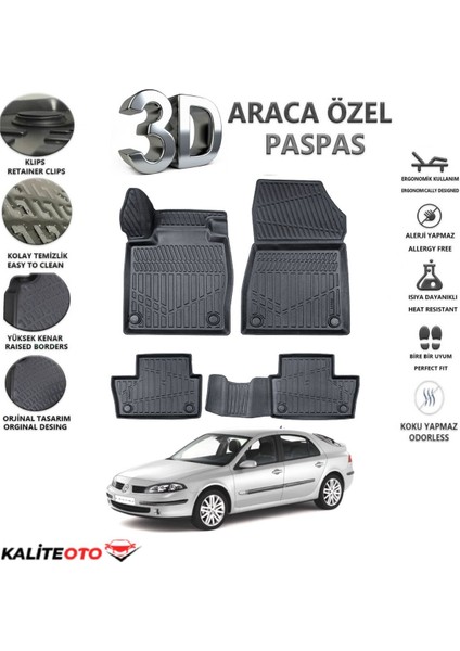 Renault Laguna 2 2006 Model Tam Uyumlu Kokusuz 3D Havuzlu Paspas