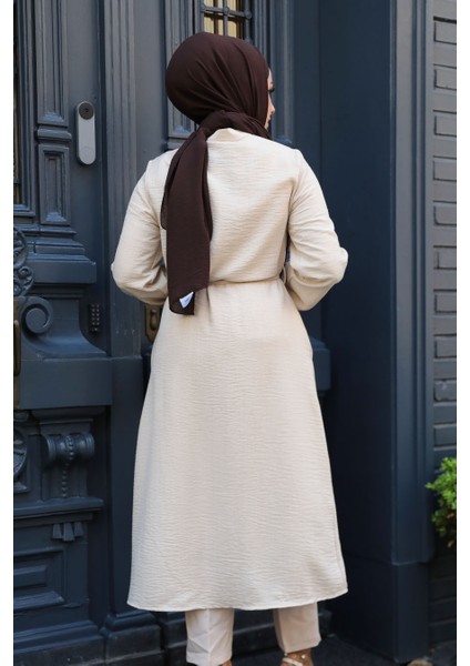 Düğmeli Bej Tesettür Tunik 645BEJ modelleri