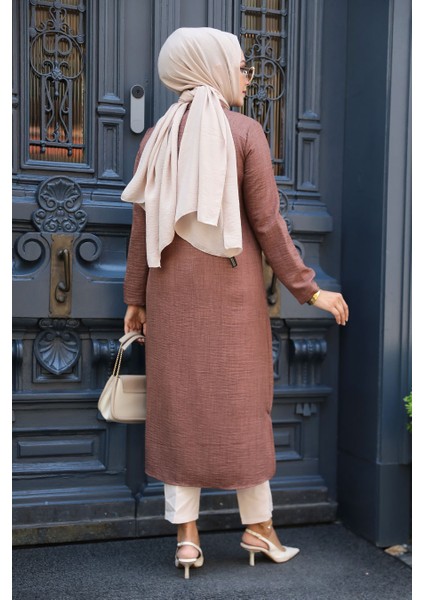 Cepli Kahverengi Tesettür Tunik 4771KH modelleri